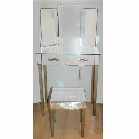 Mirrored Dressing Table and Stool