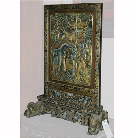Chinese Carved Wood Table Screen 68e98