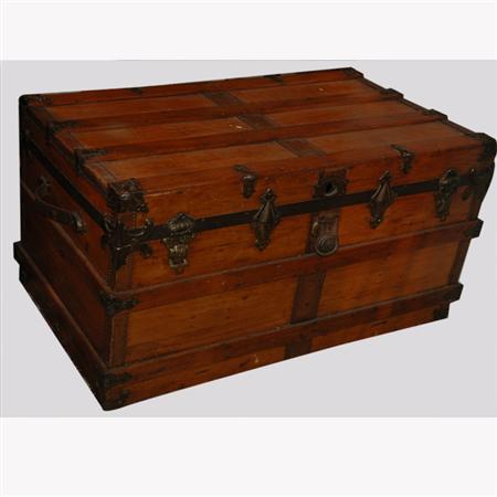 American Metal Bound Mahogany Trunk  68eda