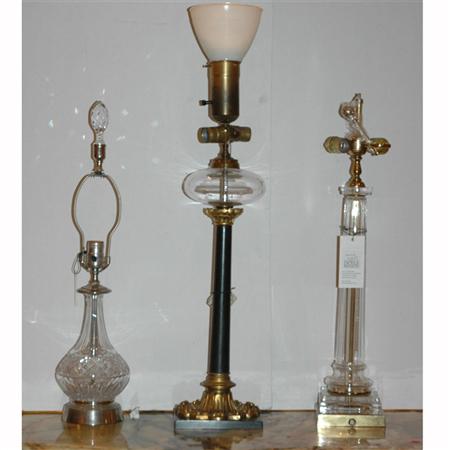 Gilt and Patinated-Metal Oil Lamp Together