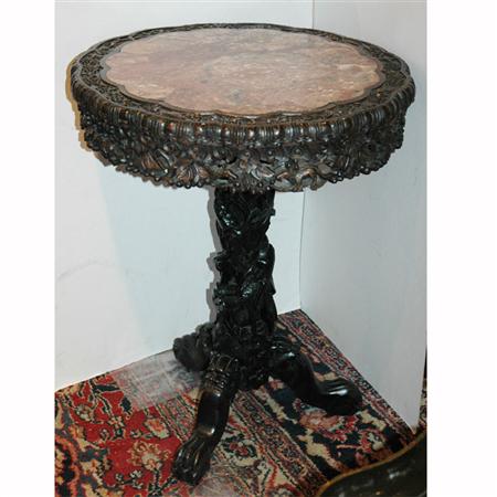 Chinese Marble Top Carved Teakwood 68f82