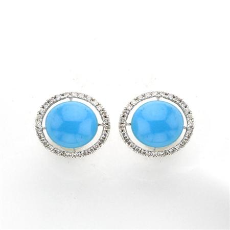 Pair of Cabochon Turquoise and