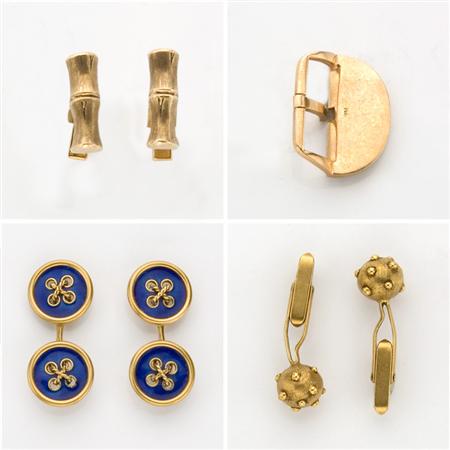 Three Pairs of Gold Cufflinks and 68bfd