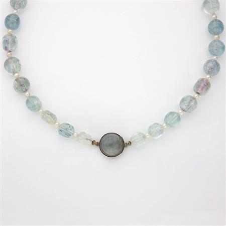 Aquamarine Bead and Cultured Pearl