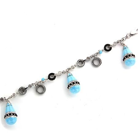 White Gold Turquoise Black Onyx 68c54