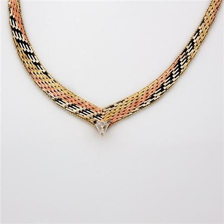 Tricolor Gold and Diamond Necklace
	