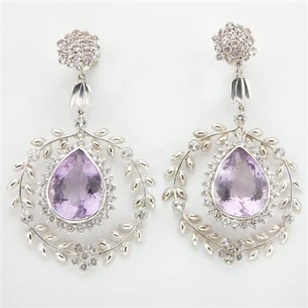 Pair of Silver, Amethyst and Simulated