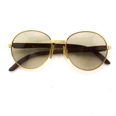 Pair of Metal and Wood Sunglasses,