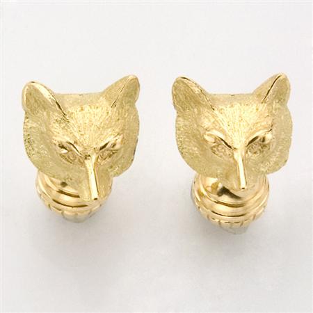 Pair of Gold Fox Head Cufflinks  68cab