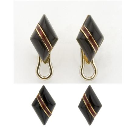 Gold, Black Onyx and Red Enamel