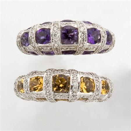 Pair of White Gold, Gem-Set and