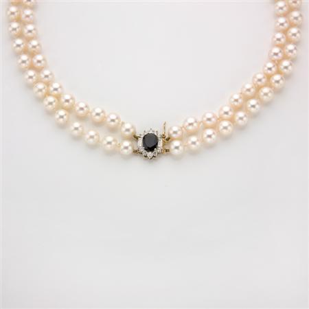 Double Strand Cultured Pearl Necklace 68cbd