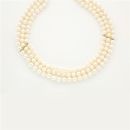 Triple Strand Cultured Pearl Necklace 68cc0