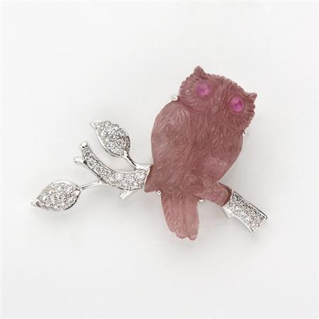 Carved Pink Tourmaline and Diamond 68ce4