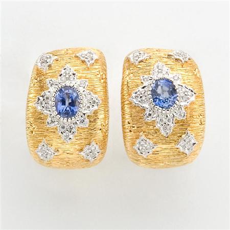 Pair of Gold Diamond and Sapphire 68cf1