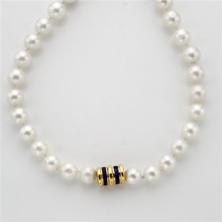 Cultured Pearl Necklace with Gold 68cfc