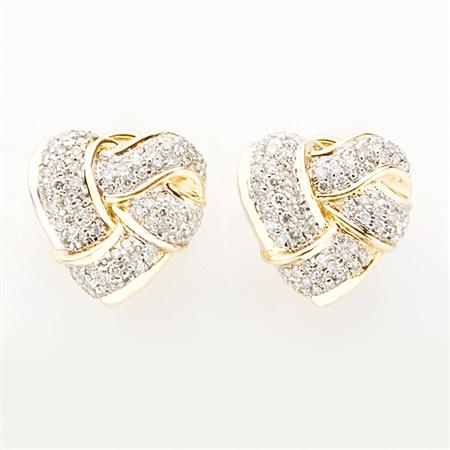 Pair of Gold and Diamond Heart 68d03