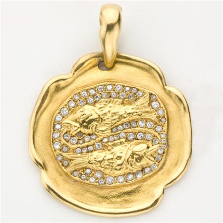 Gold and Diamond Pisces Pendant
	