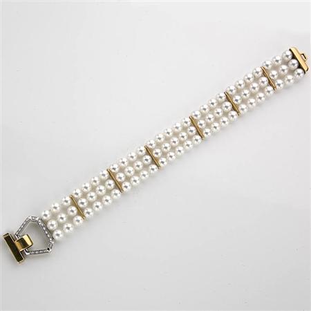 Triple Strand Cultured Pearl Bracelet 68d09