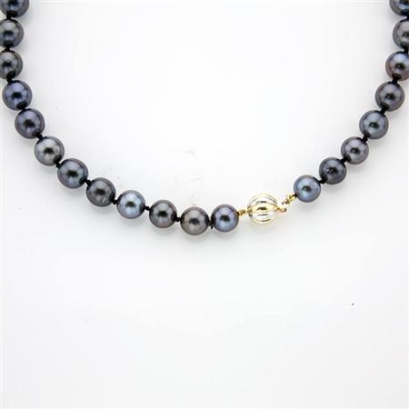 Black Cultured Pearl Necklace  68d17