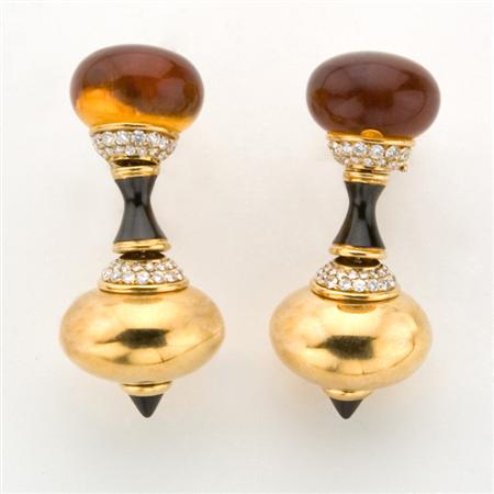 Pair of Gold Black Onyx Simulated 68d1a