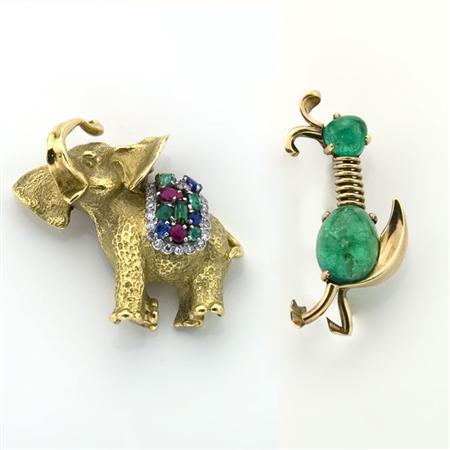 Gold, Colored-Stone and Diamond Elephant