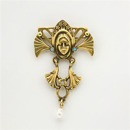 Art Nouveau Gold Opal Diamond 68d29