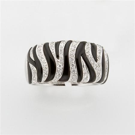 Diamond and Black Onyx Zebra Band Ring
	
