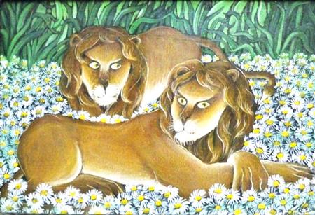 Gustave Novoa Chilean, b.1941 Lions
