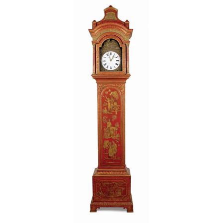 George II Red Japanned Tall Case