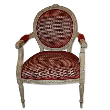 Louis XVI Style White Painted Fauteuil 6923a