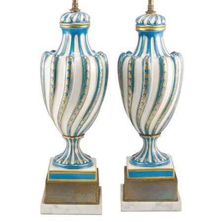 Pair of Blue and Gilt Decorated Porcelain