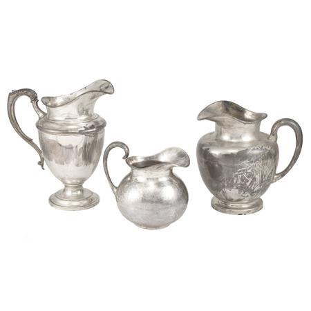Two Mexican Silver Pitchers Together 6928c
