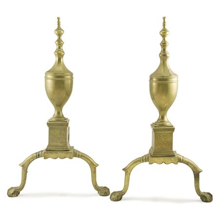 Pair of Federal Style Brass Andirons
	