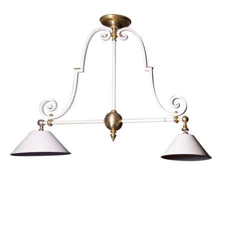 Cream Painted Metal and Brass Two Light 692c9