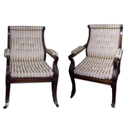 Pair of Regency Style Tufted Upholstered
