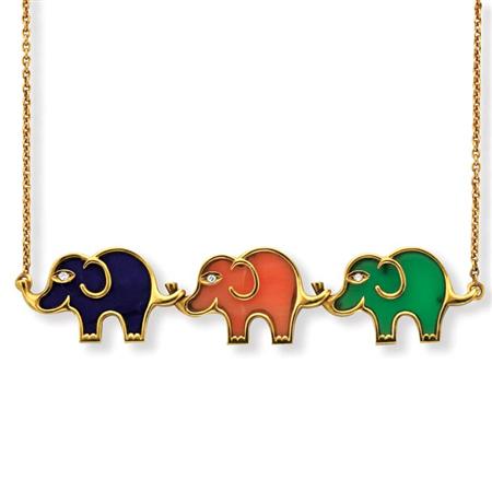 Gold, Hardstone and Diamond Elephant