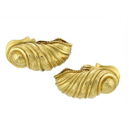 Pair of Gold Shell Earclips, Barry