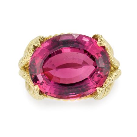 Gold and Pink Tourmaline Ring  69368