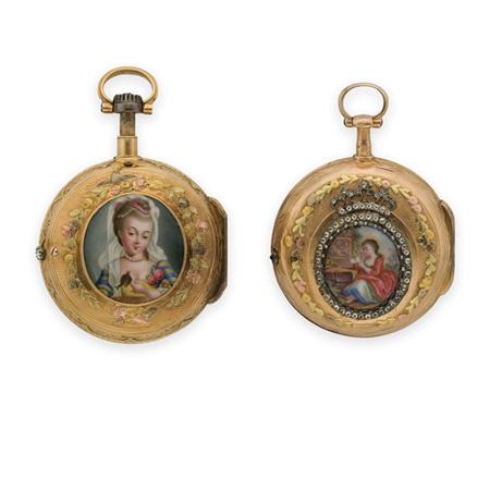 Two Antique Gold, Diamond and Portrait