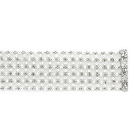 Platinum and Cultured Pearl Mesh 6936a