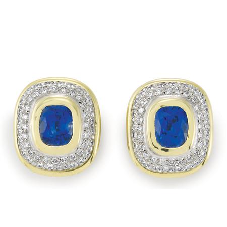 Pair of Two-Color Gold, Sapphire