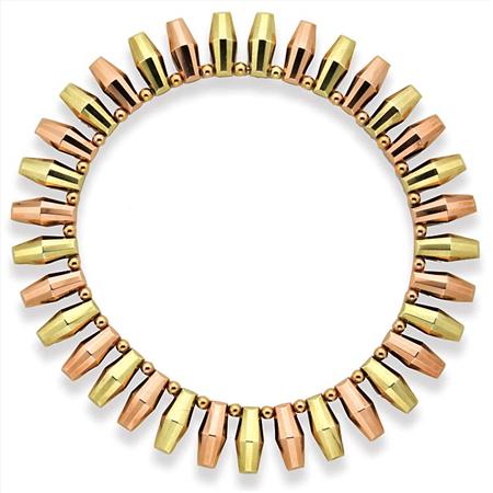 Two-Color Gold Fringe Choker Necklace
	