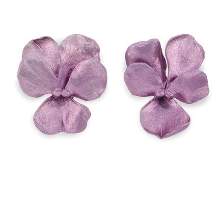 Pair of Purple Titanium Pansy Earclips,