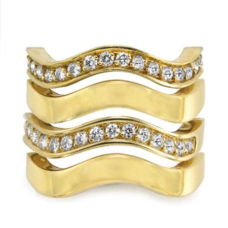 Four Gold and Diamond Band Rings  6938a