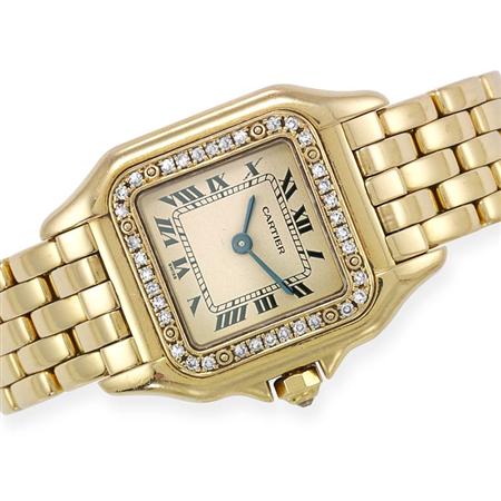 Gold and Diamond Wristwatch, Cartier
	