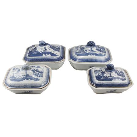 Four Canton Blue and White Porcelain