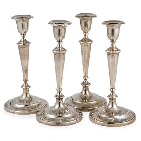 Set of Four English Silver Candlesticks
	