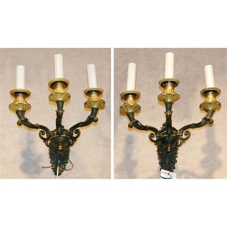 Pair of Empire Style Gilt and Patinated Bronze 6957d