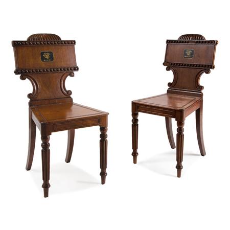 Pair of Regency Mahogany Hall Chairs  69600